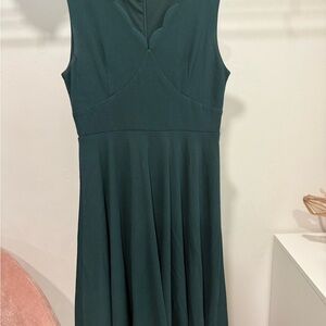 Sleeveless Forest Green Fit-and-Flare Dress